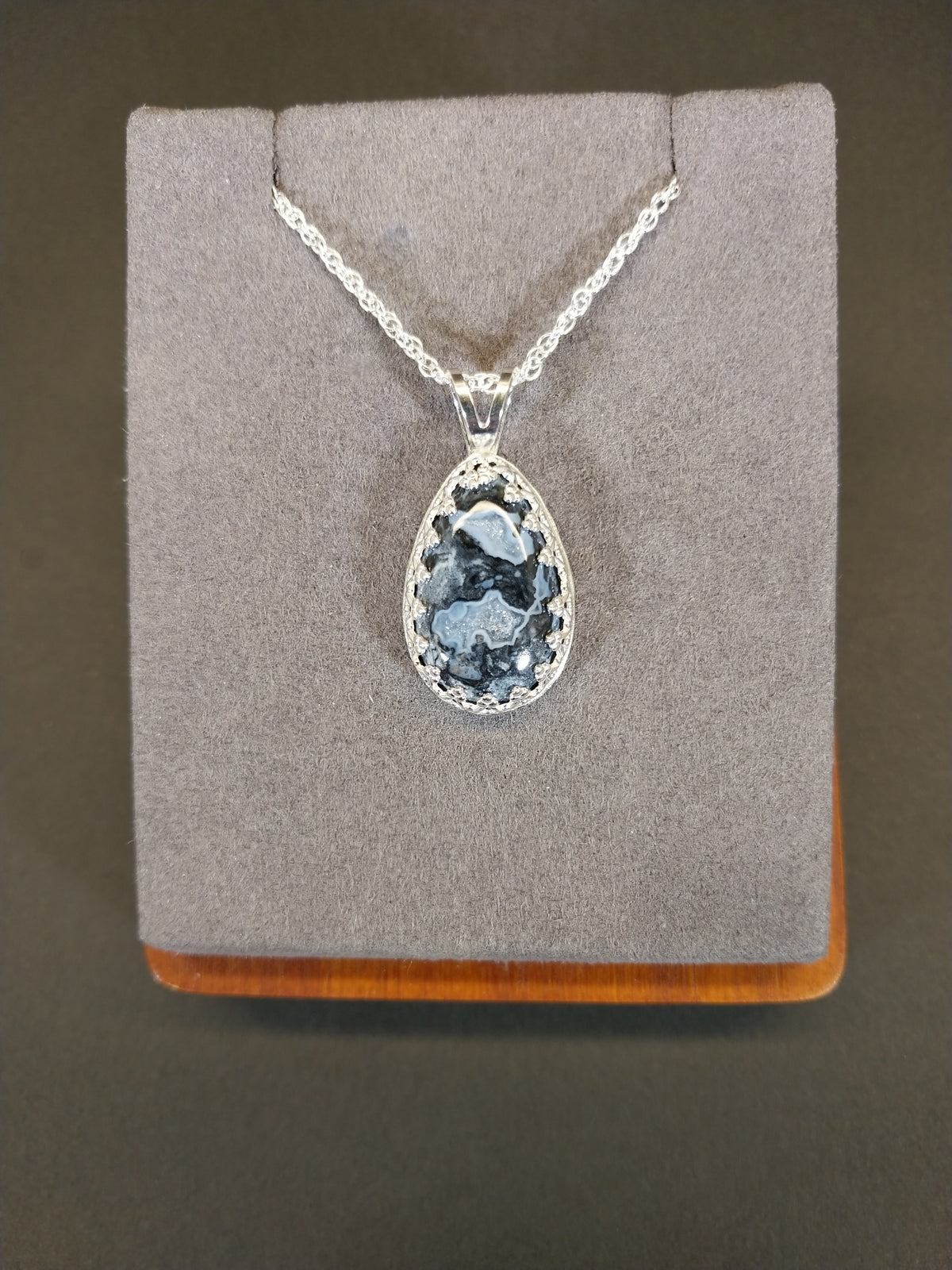 Nellie Blue Flint in Solid Sterling Silver, Ohio's State Stone