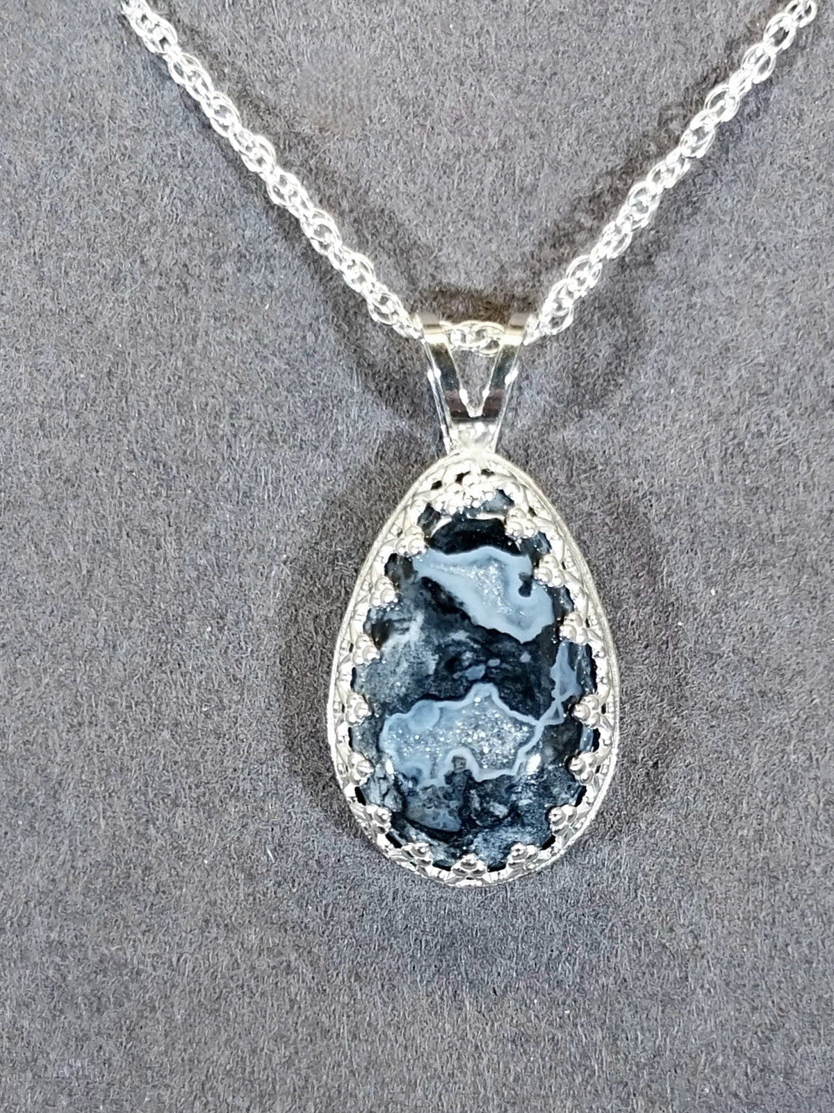 Nellie Blue Flint in Solid Sterling Silver, Ohio's State Stone