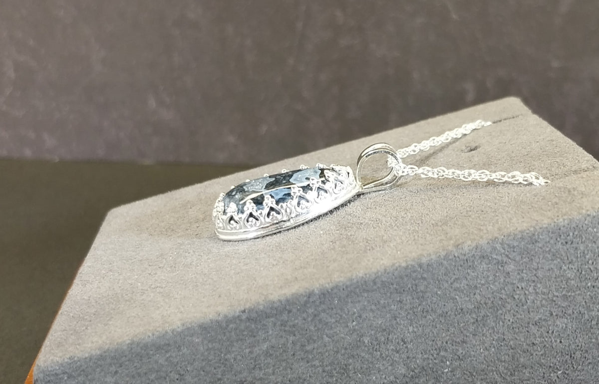 Nellie Blue Flint in Solid Sterling Silver, Ohio's State Stone