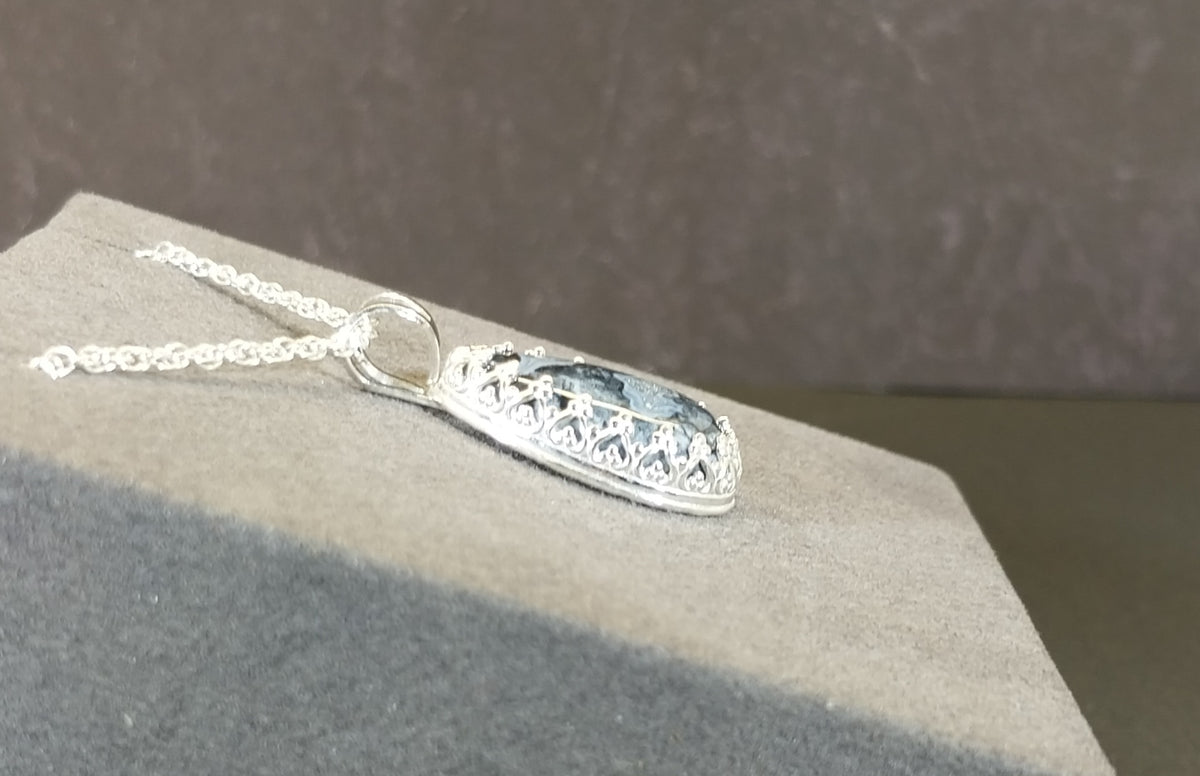 Nellie Blue Flint in Solid Sterling Silver, Ohio's State Stone