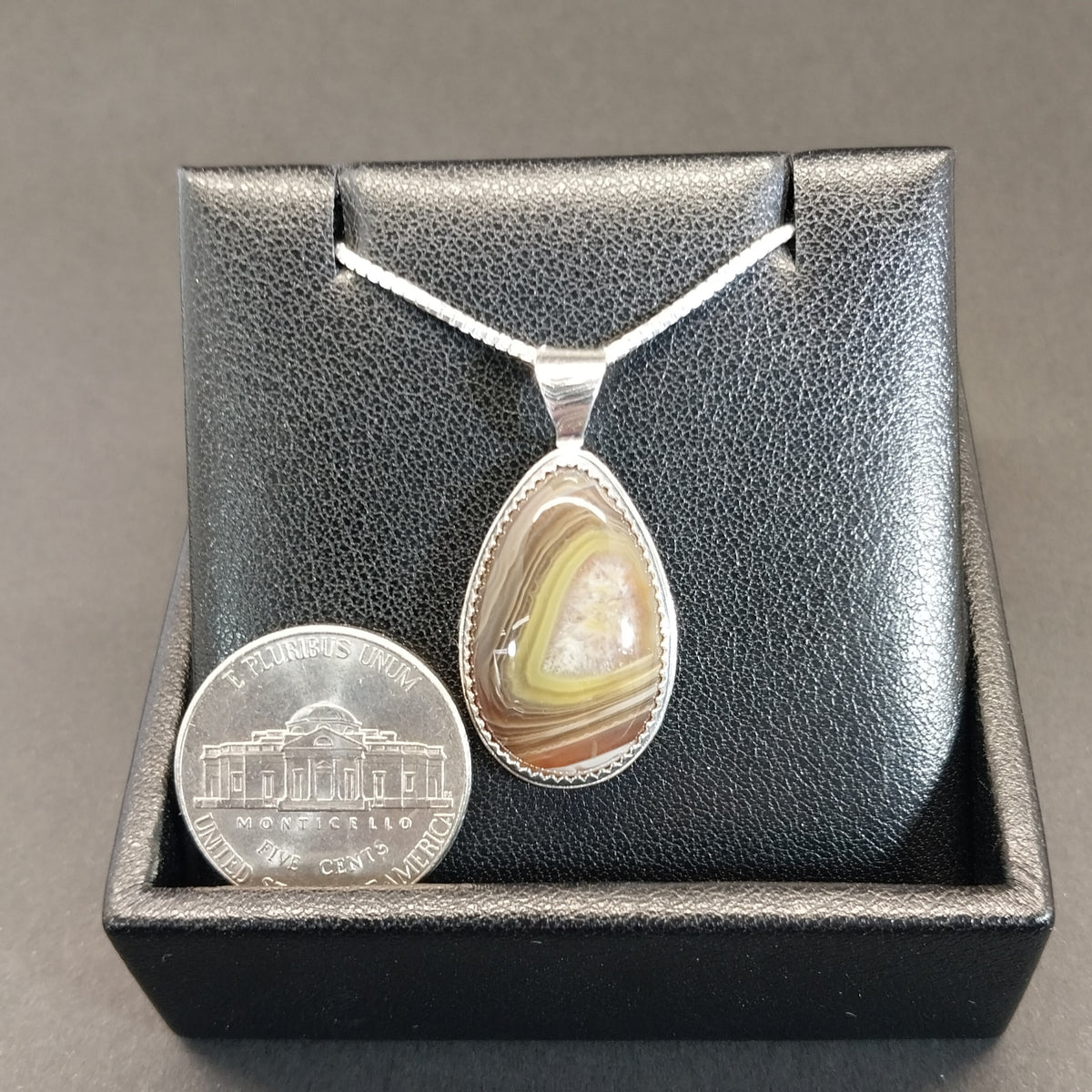 Lake Superior Agate Sterling Silver Necklace Beautiful Color and Banding