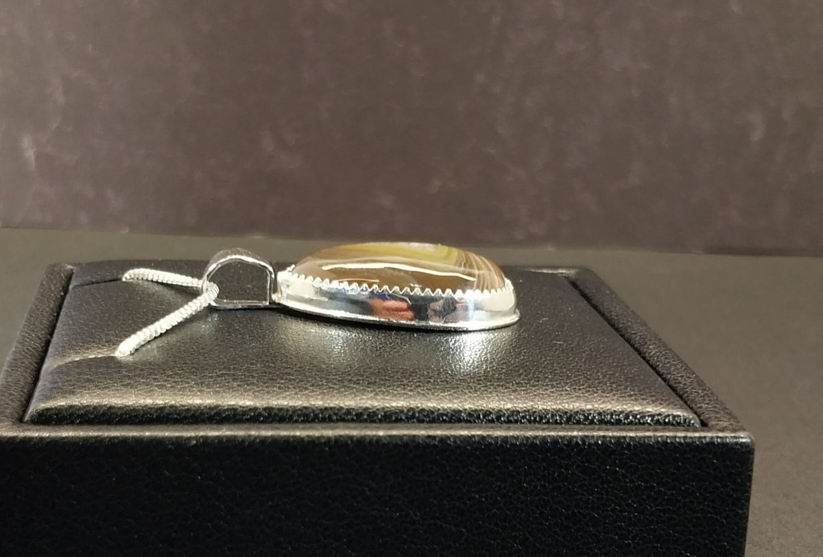 Lake Superior Agate Sterling Silver Necklace Beautiful Color and Banding
