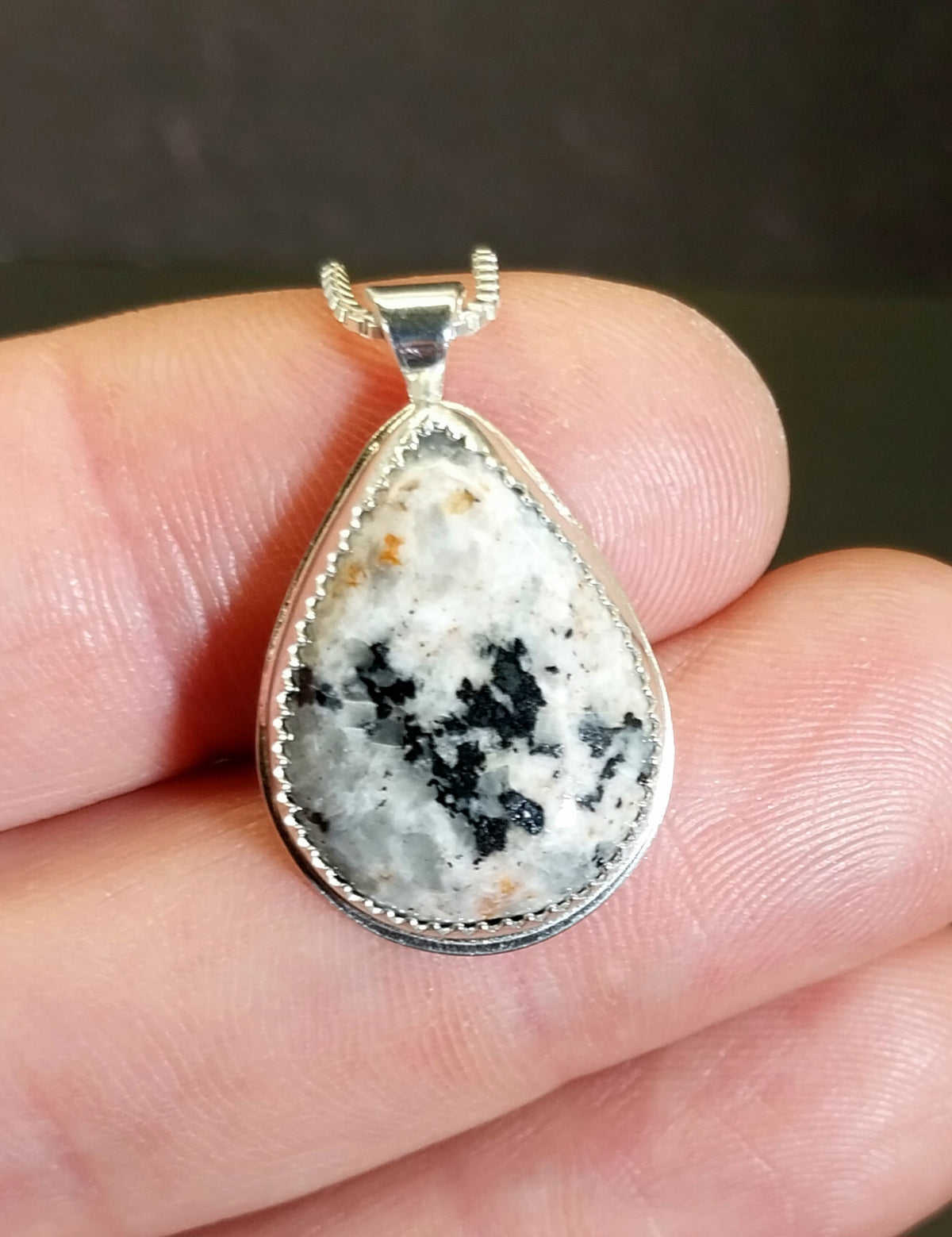 Lake Superior Emberlite Sterling Silver Necklace Fancy Textured Back