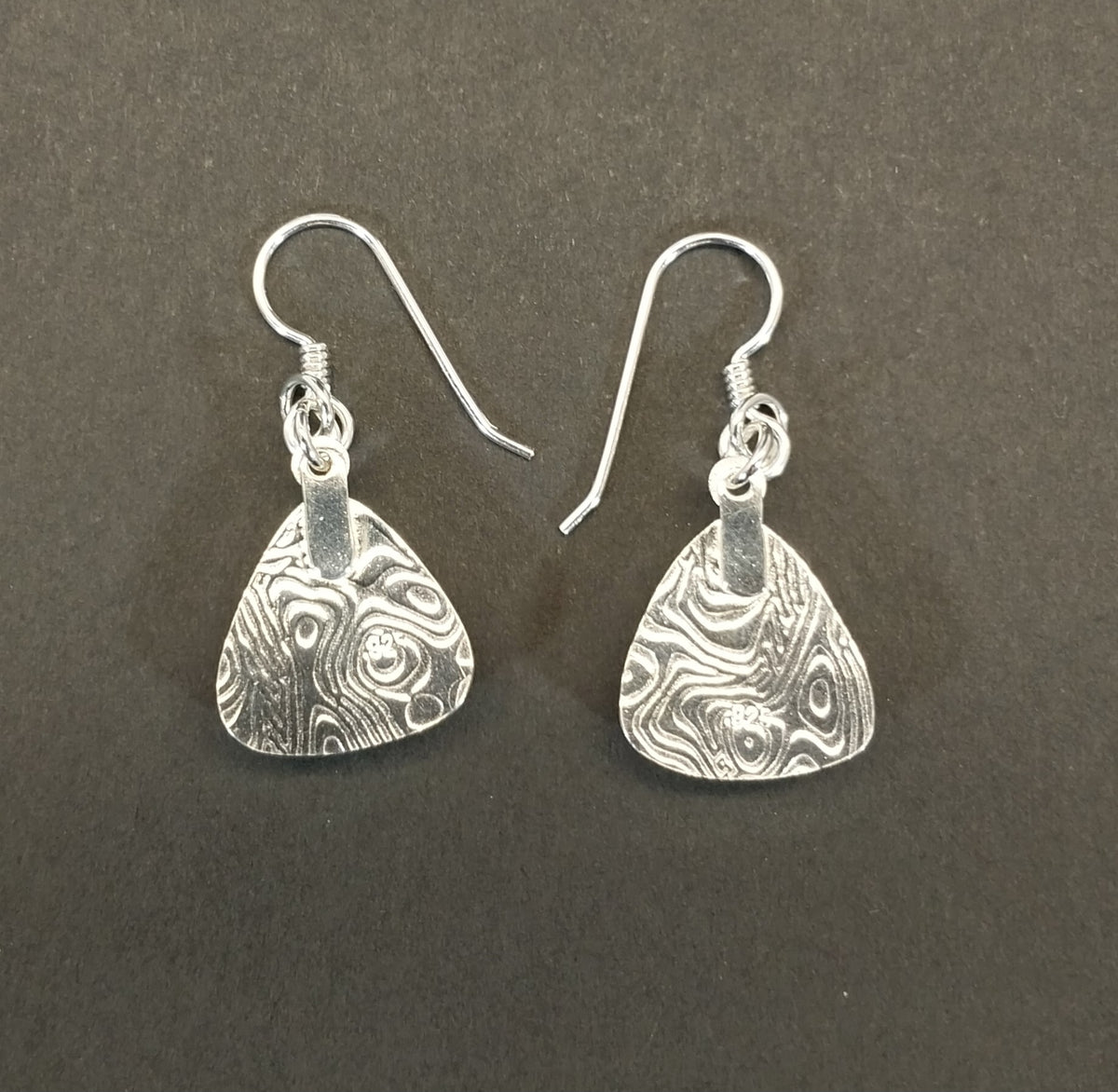 Fordite Sterling Silver Earrings Triangle Shape Ohio Motor Agate