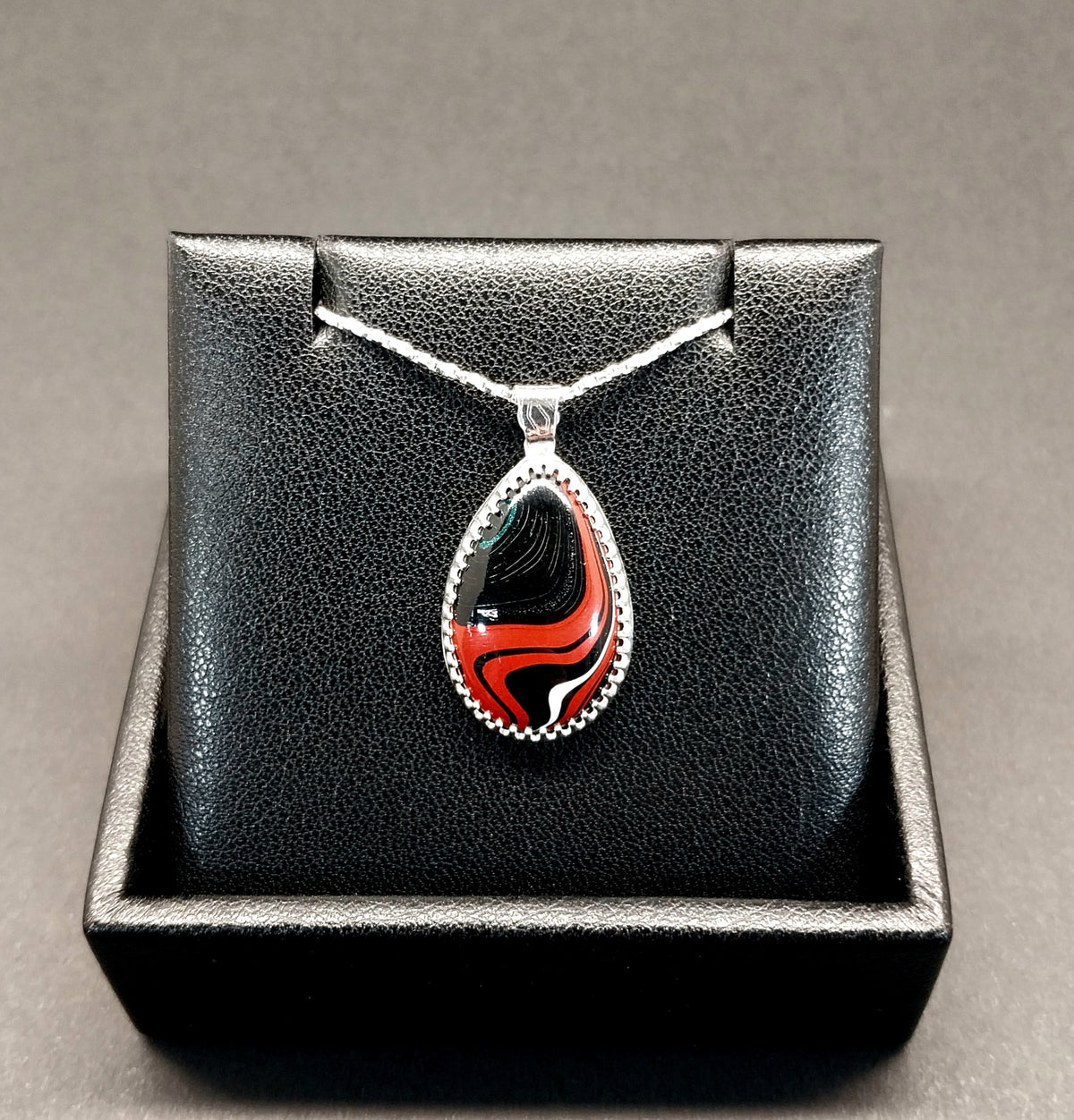 Motor Agate Silver Necklace, Unique Colors