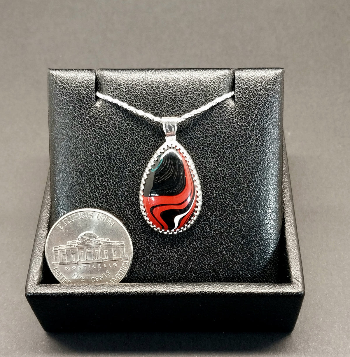 Motor Agate Silver Necklace, Unique Colors