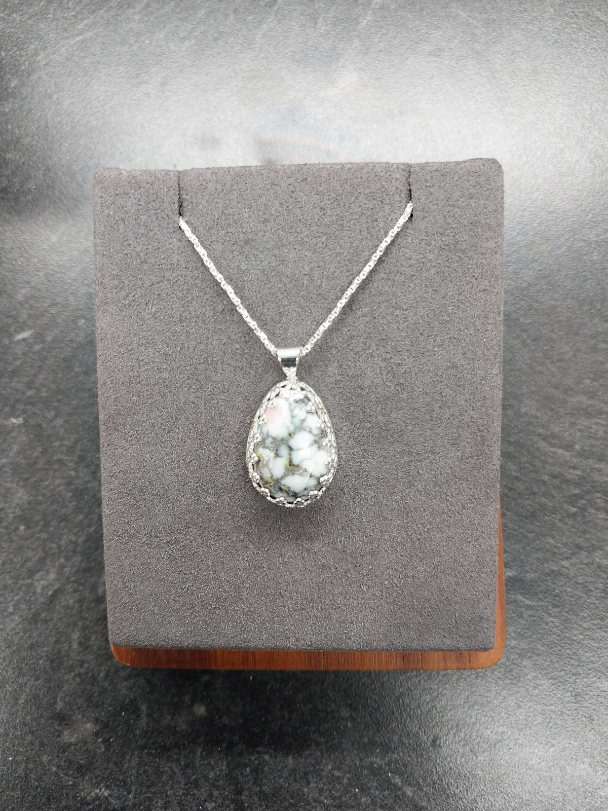 Datolite Silver Necklace, Michigan Datolite, Rare Color, Datolite Pendant