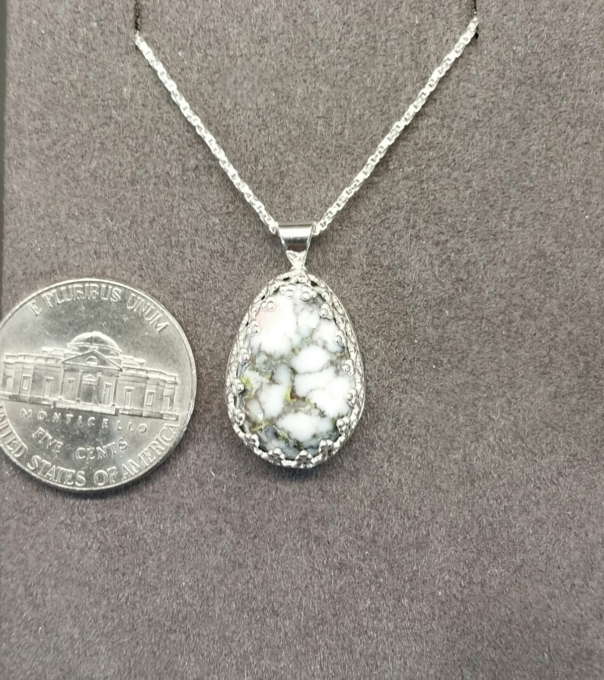 Datolite Silver Necklace, Michigan Datolite, Rare Color, Datolite Pendant