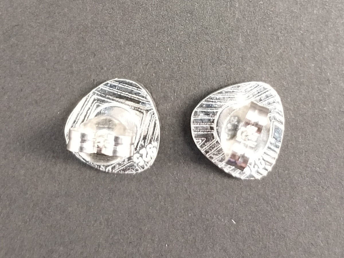 Fordite Sterling Silver Studs, Handmade Settings, Fordite Earrings