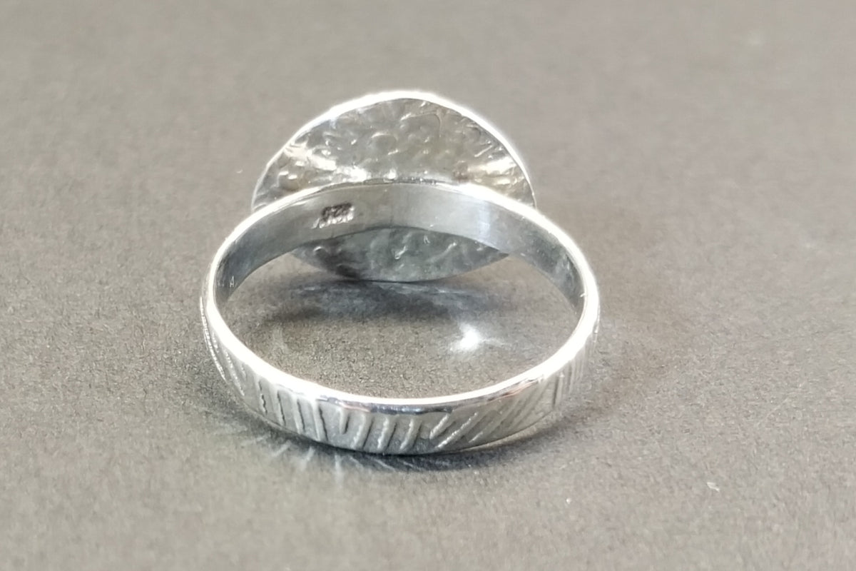 Fordite Silver Ring, Michigan Fordite Stone