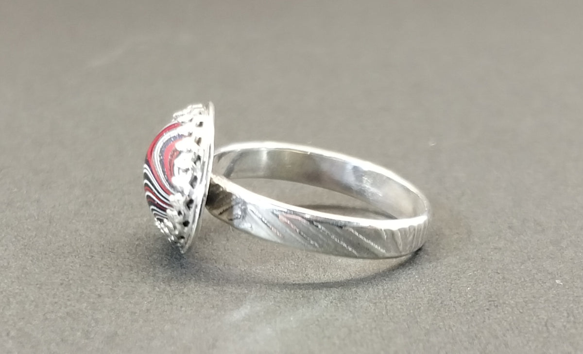 Fordite Silver Ring, Michigan Fordite Stone