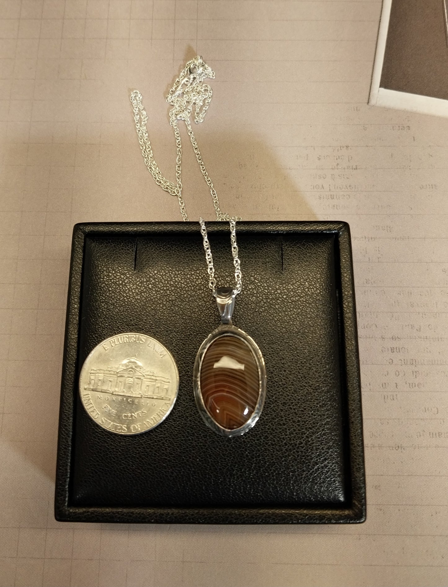 Brown Banded Superior Agate Sterling Silver Necklace