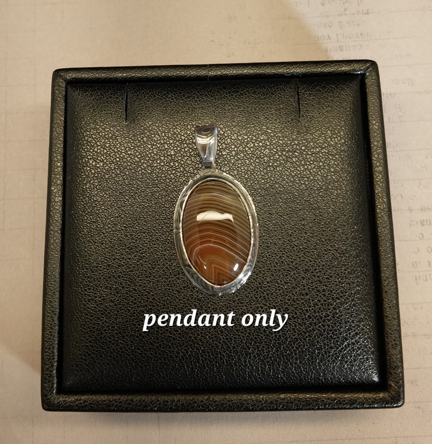 Brown Banded Superior Agate Sterling Silver Necklace