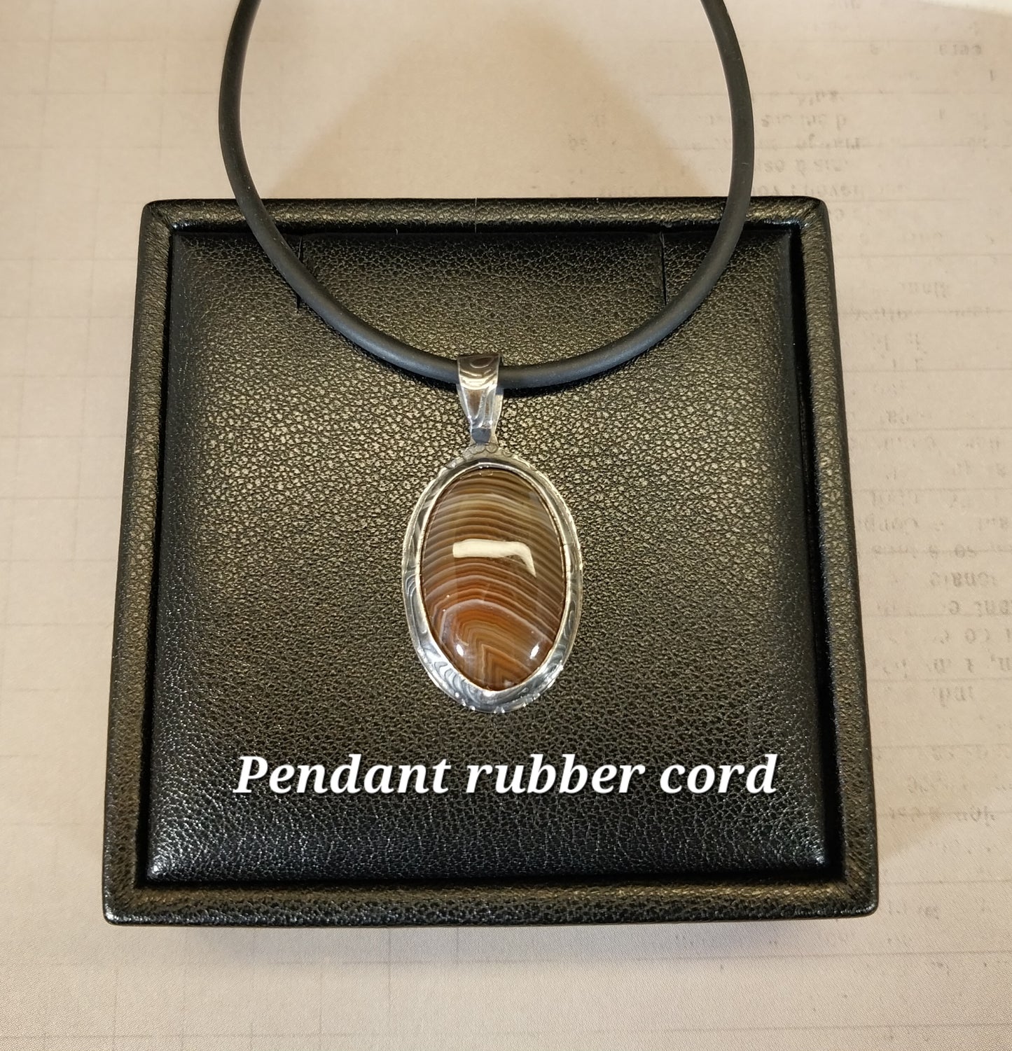 Brown Banded Superior Agate Sterling Silver Necklace