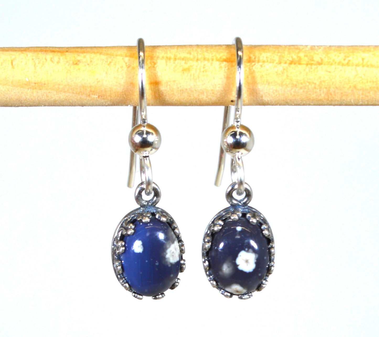 Leland Blue Earrings in Solid Sterling Silver Antiqued