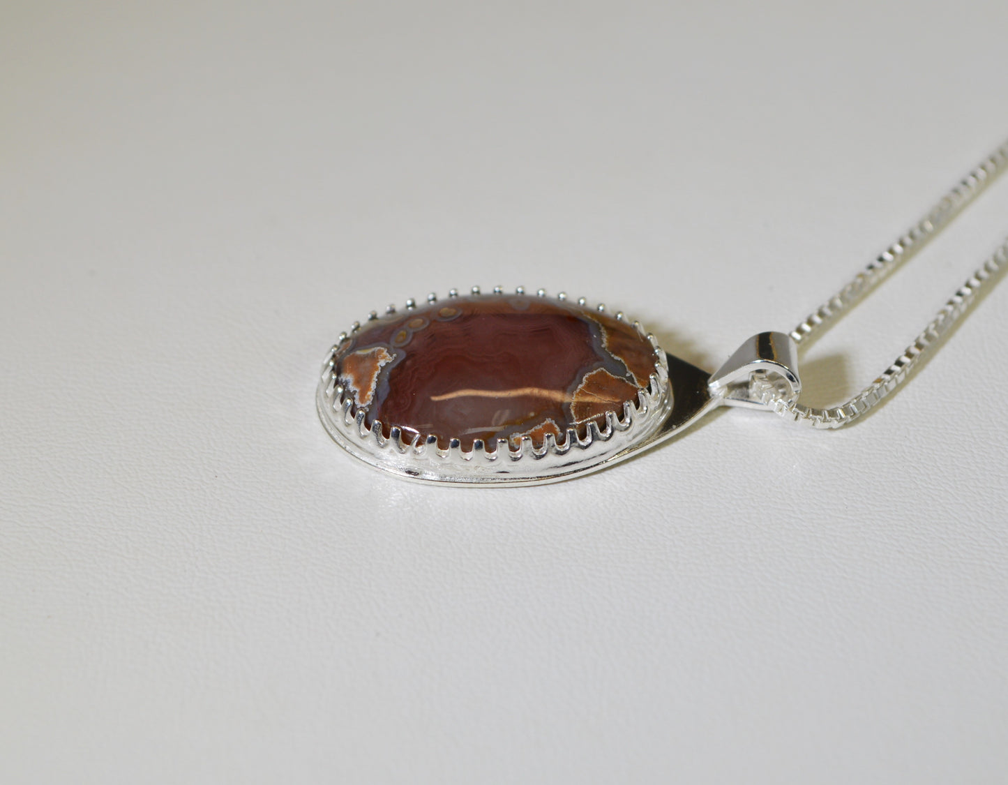 Agate Necklace, Silver Solid 925, Agate Silver Necklace, Baker Thunder Egg, New Mexico Agate Geode, Artisan Handmade Silver Agate Necklace