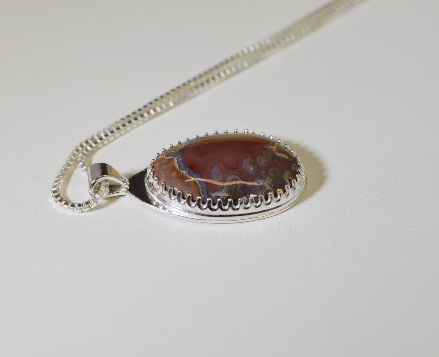 Agate Necklace, Silver Solid 925, Agate Silver Necklace, Baker Thunder Egg, New Mexico Agate Geode, Artisan Handmade Silver Agate Necklace