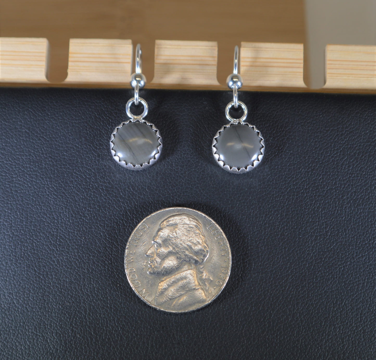 Lake Superior Slate Earrings, Solid Silver Settings, UP of Michigan Stone, Gray Earring, Natural Stone Earrings, Wisconsin Handmade Item