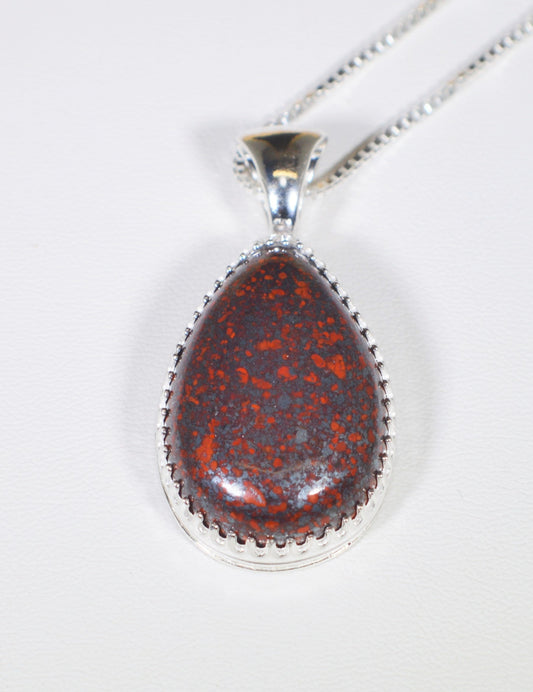 Jasper Necklace, Solid 925 Silver, Jaspelite, Lake Superior Jasper, Red Jasper Necklace, Wisconsin Handmade