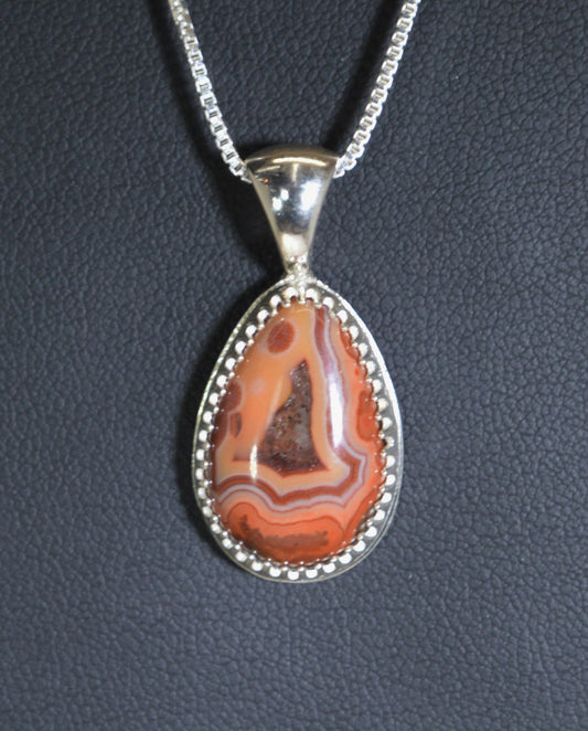 Agate Necklace, Solid Silver, USA Handmade, Artisan Made Stone, South Dakota Dry Head Agate, South Dakota Agate, Agate Jewelry