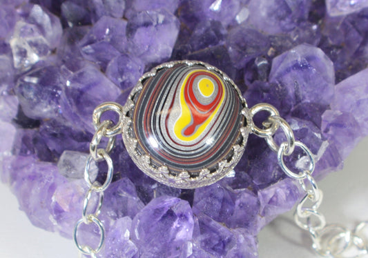 Fordite Bracelet, Solid Silver, Sports Car Fordite Bowling Green KY, Fordite Bangle Bracelet, Adjustable Fordite Bracelet