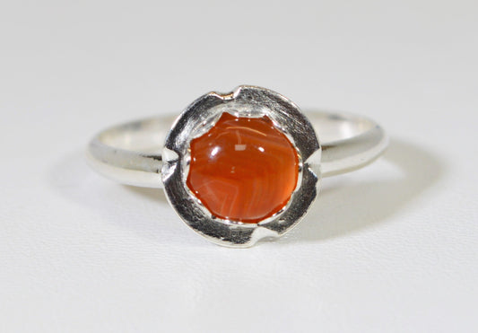 Lake Superior Agate Ring, Solid Silver, Size 6, SMALL Pebble Size Stone, Silver LSA Agate Ring, Wisconsin Made