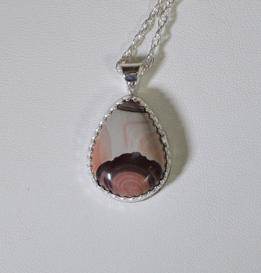 Picture Jasper Necklace, Solid Silver, Rare New Mexico Picture Jasper, Pink Scenic Jasper, Natural Stone Necklace, Crystal Neckalce