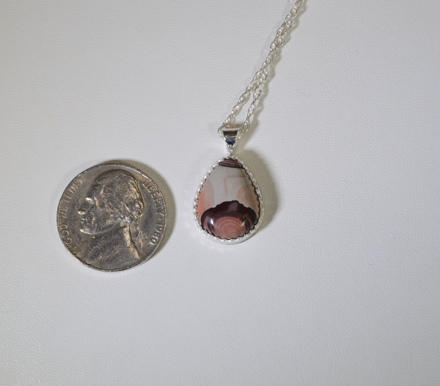 Picture Jasper Necklace, Solid Silver, Rare New Mexico Picture Jasper, Pink Scenic Jasper, Natural Stone Necklace, Crystal Neckalce