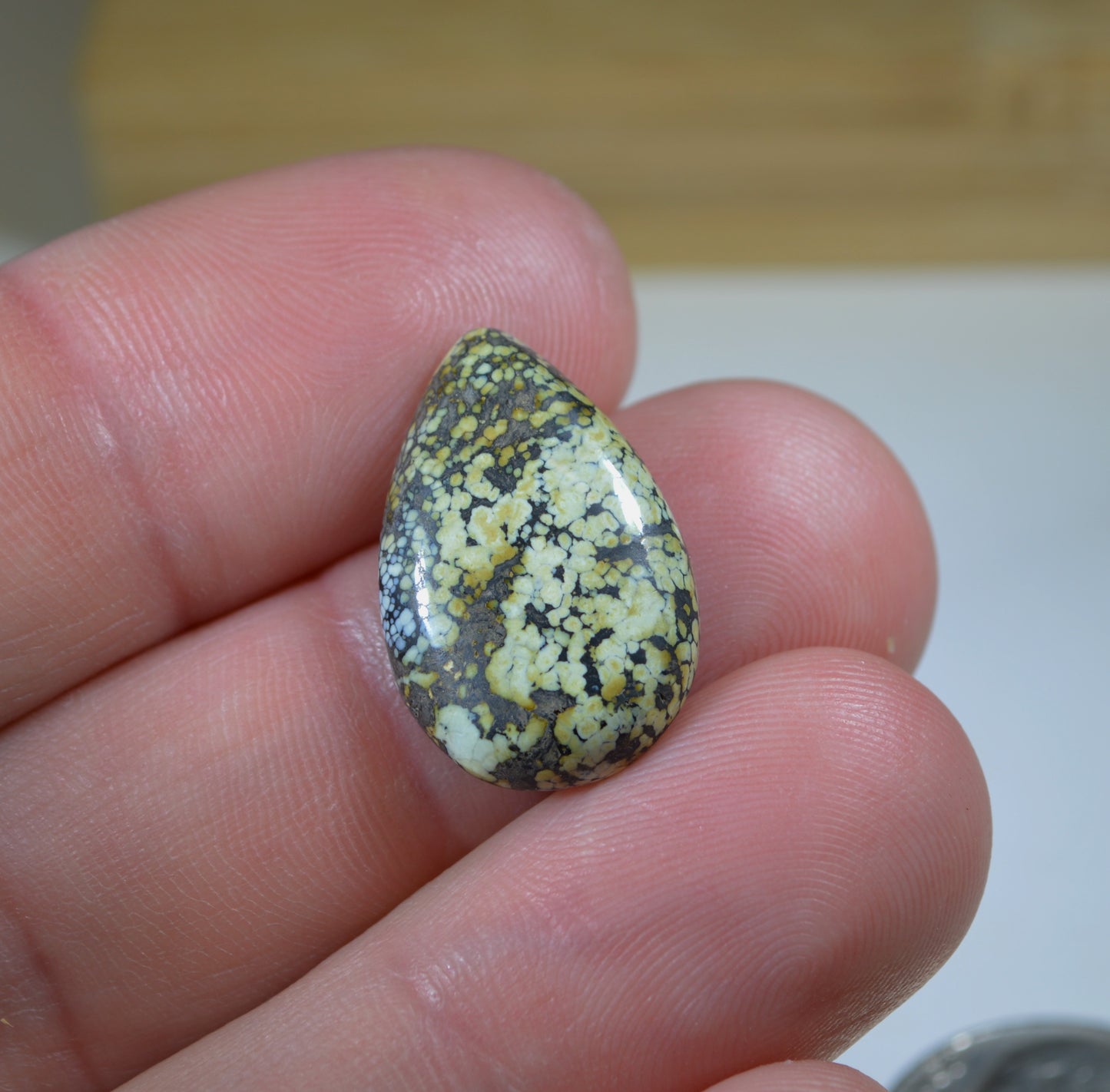 Nevada Variscite Cabochon, Teardrop Shape, Rare Stone