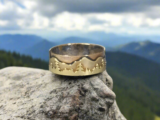 Mountain Landscape Brass Ring, W/O