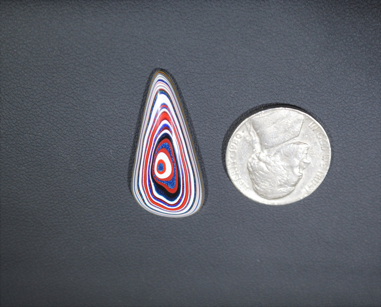 Fordite Cabochon Domed Offset Teardrop, EB108