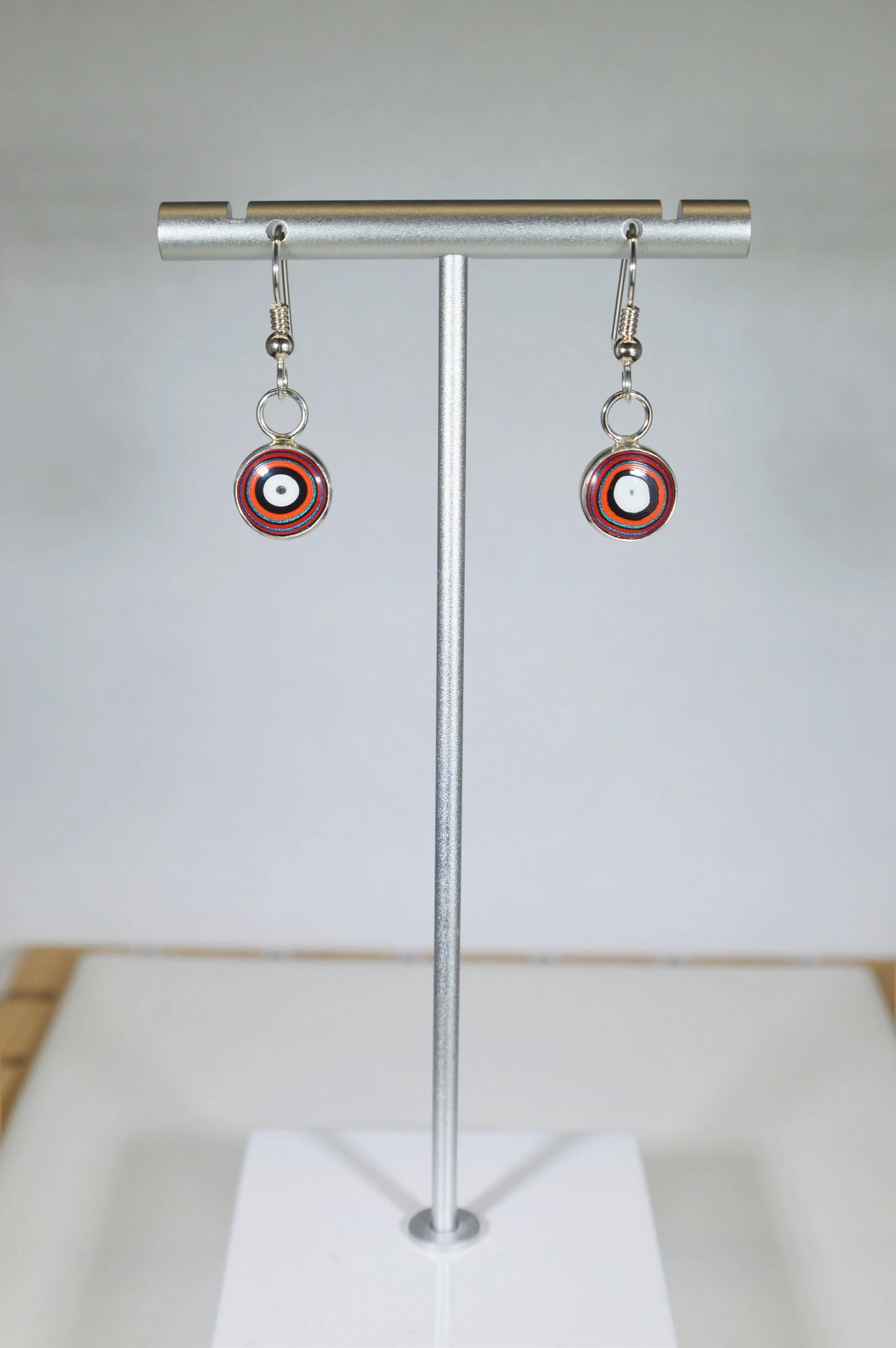 Fordite Silver Earrings, Bright Colors,  Fordite, EB71