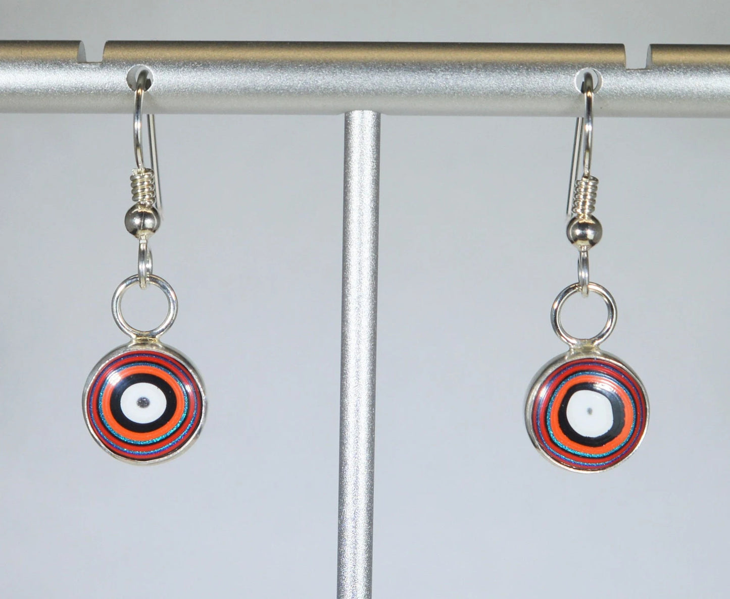 Fordite Silver Earrings, Bright Colors,  Fordite, EB71