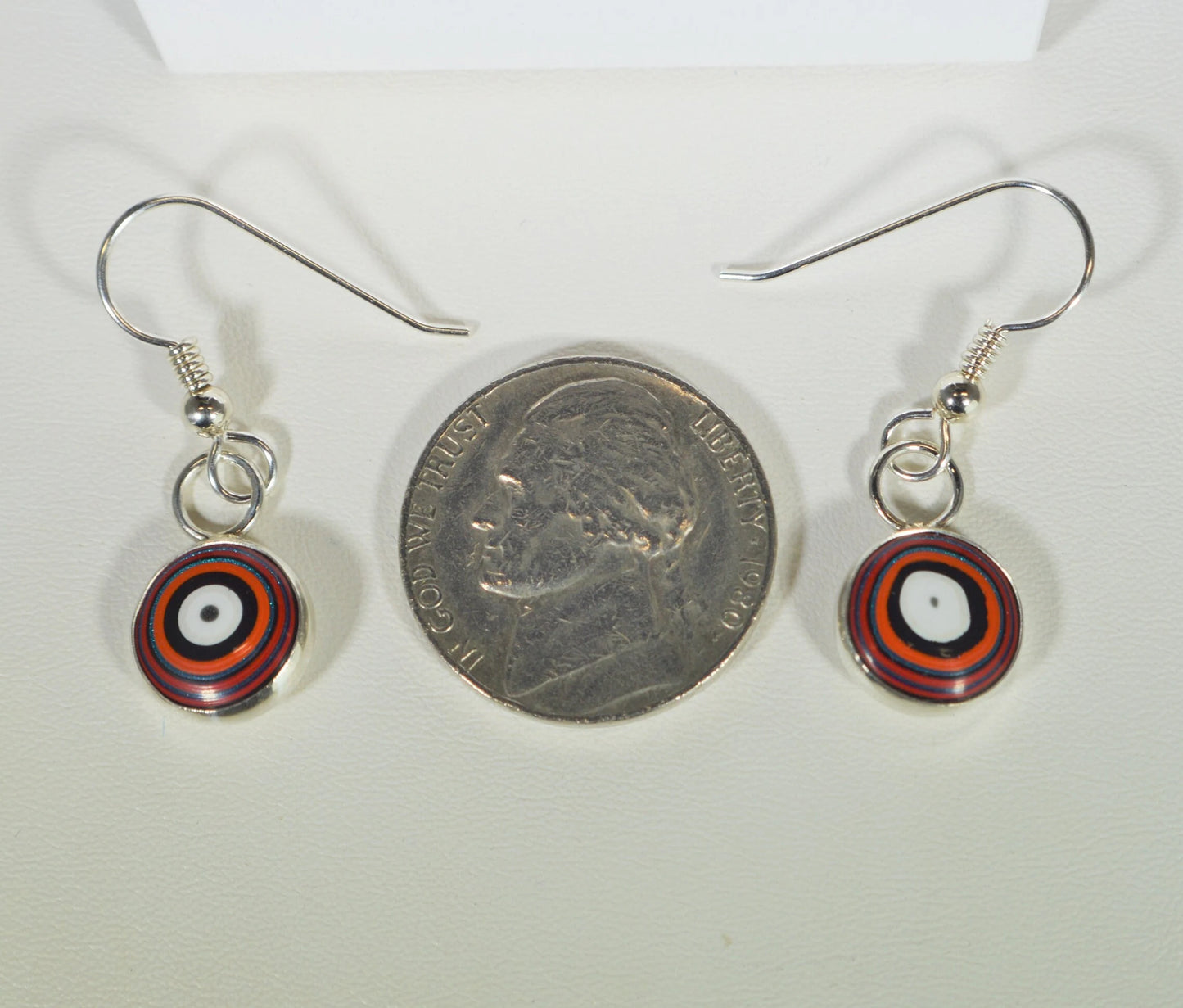 Fordite Silver Earrings, Bright Colors,  Fordite, EB71