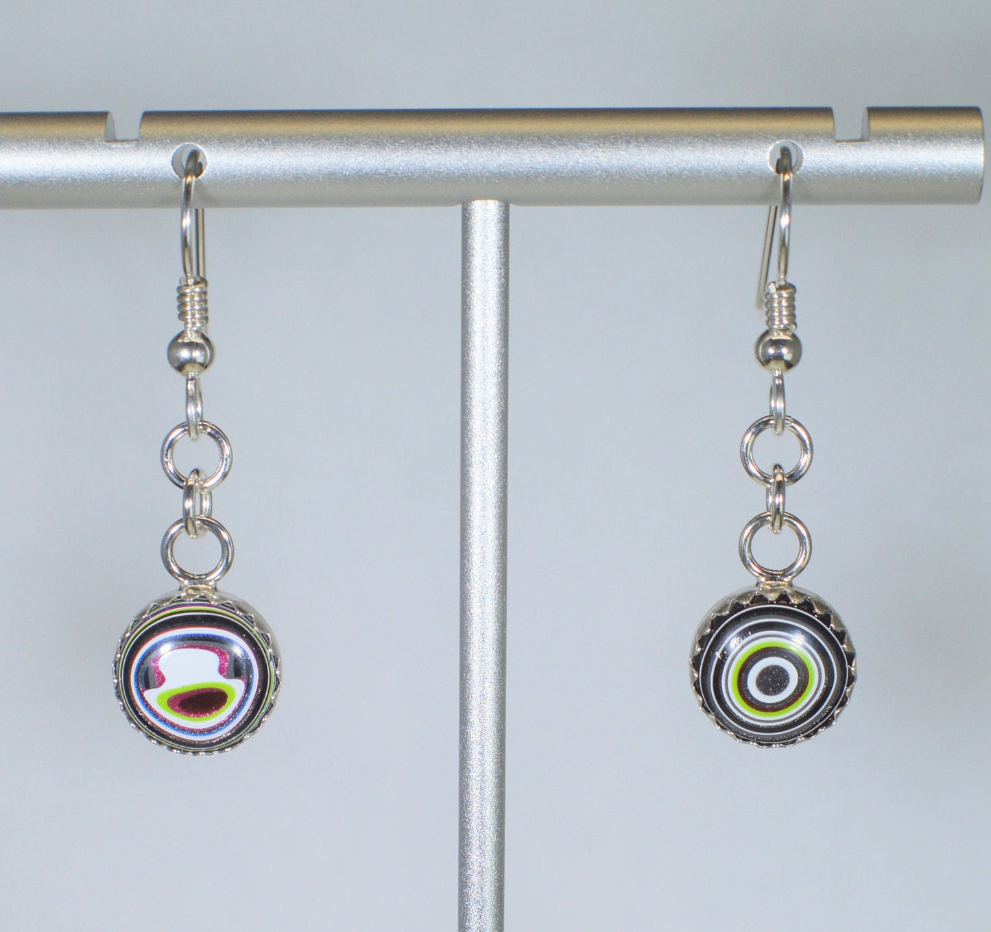 Fordite Earrings in Solid Silver, Fordite, EB98