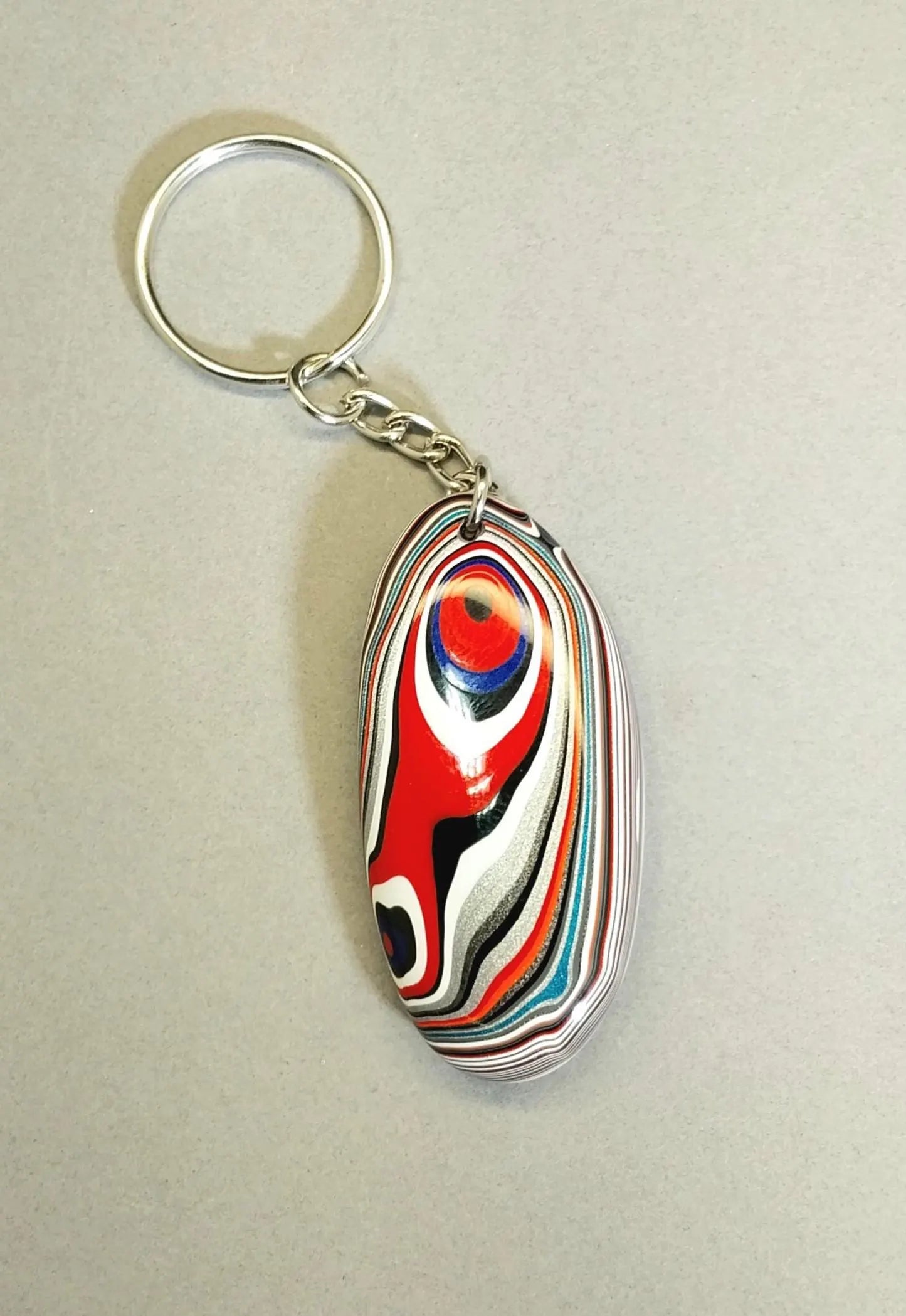 Fordite Key chain Palm Stone in Ohio Motor Agate
