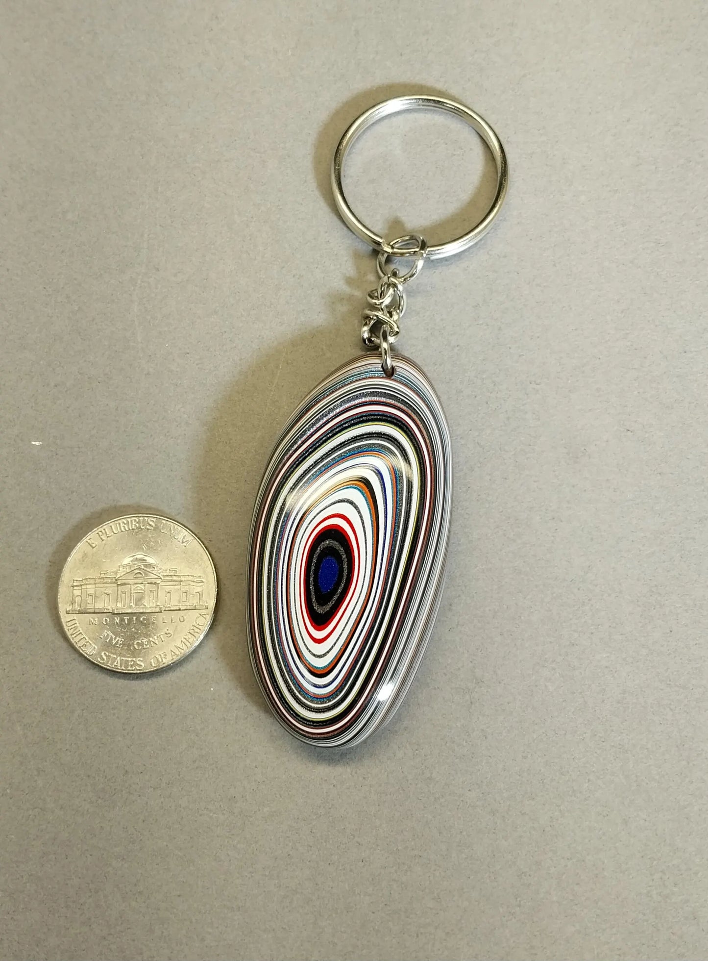 Fordite Key chain Palm Stone in Ohio Motor Agate