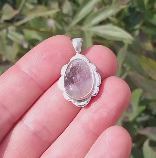 Amethyst Geode Necklace, Solid Silver, Thunder Bay Amethyst Geode, Amethyst Silver Necklace, ES11