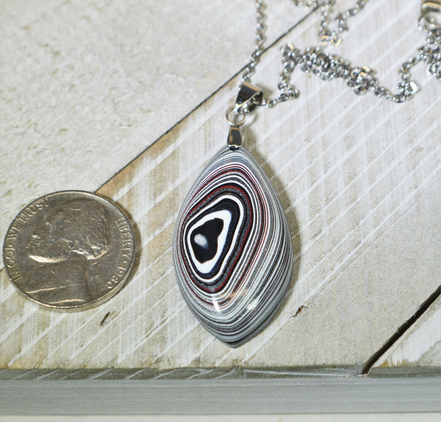 Fordite Necklace, Fordite Jewelry, USA Handmade, Fordite, Recycled EB33