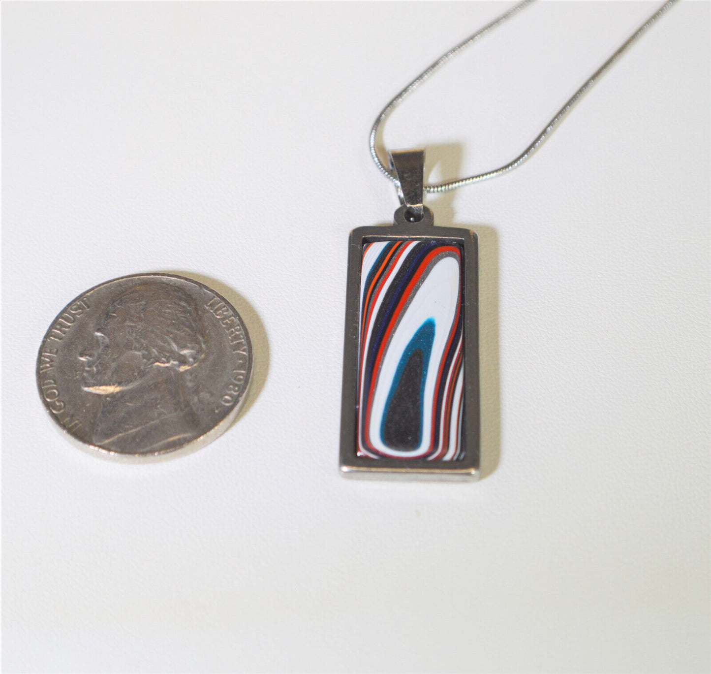 Fordite Necklace, Men or Women, Fordite Jewelry, USA Handmade, EB75