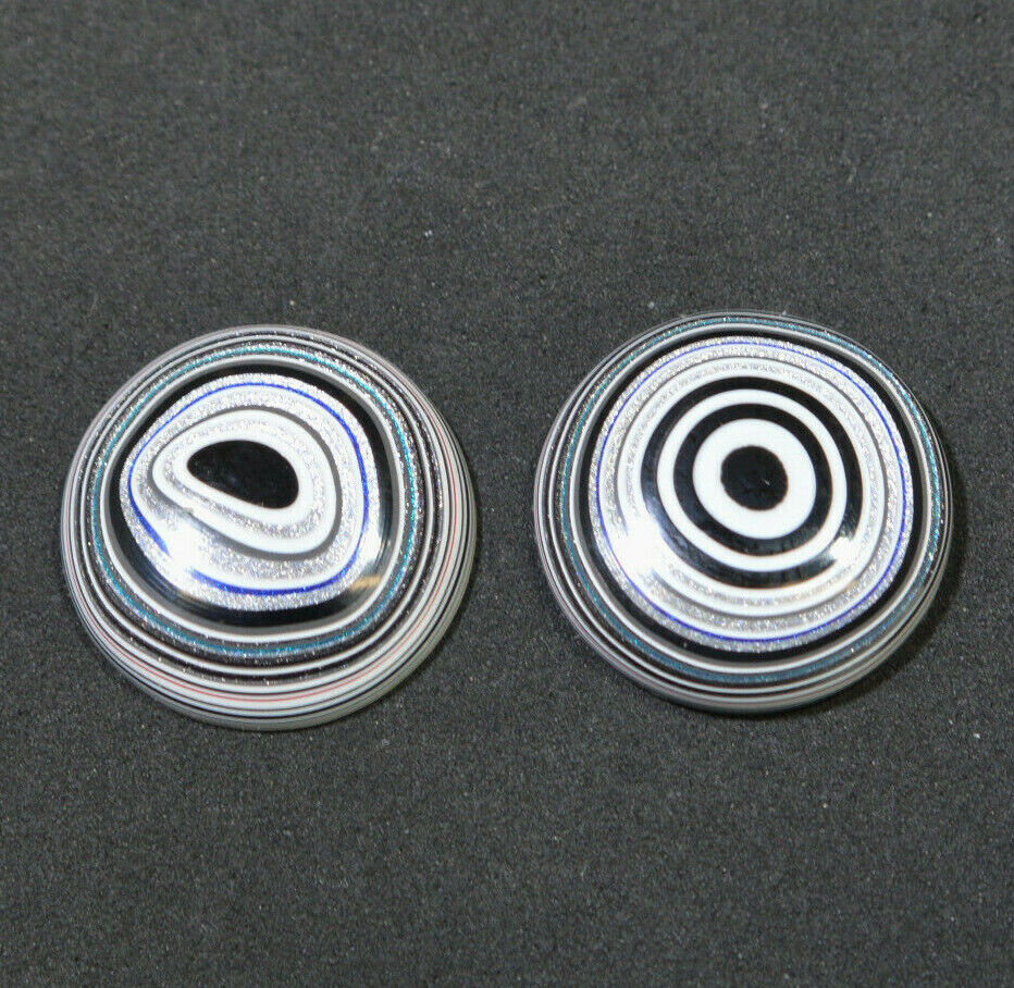 Fordite Cabochon Set, Polished Fordite, Round Cabochon Pair EB73