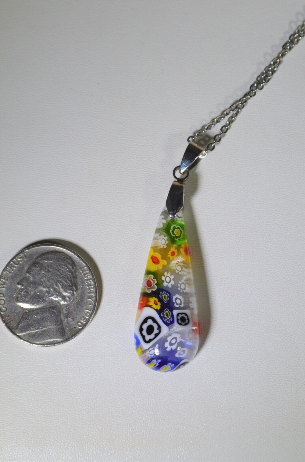 MillieFiori Glass Necklace, Flower Necklace, Peace Pendant, EB84