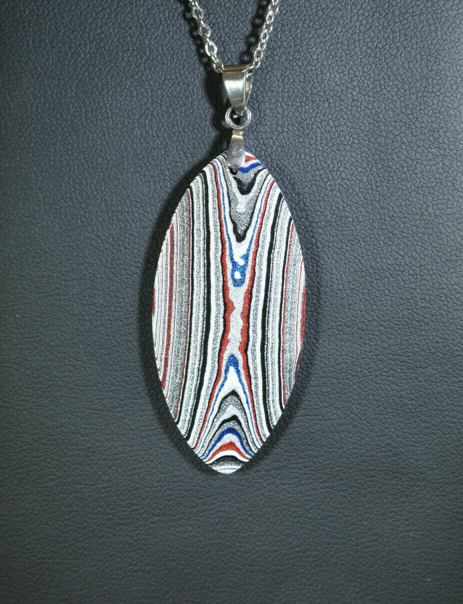 Fordite Necklace, Fordite Jewelry, USA Made, Recycled, EB35