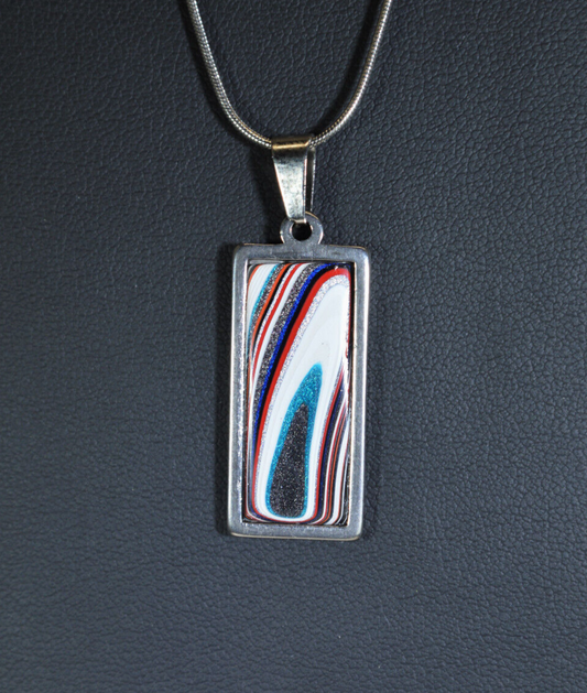 Fordite Necklace, Men or Women, Fordite Jewelry, USA Handmade, EB75