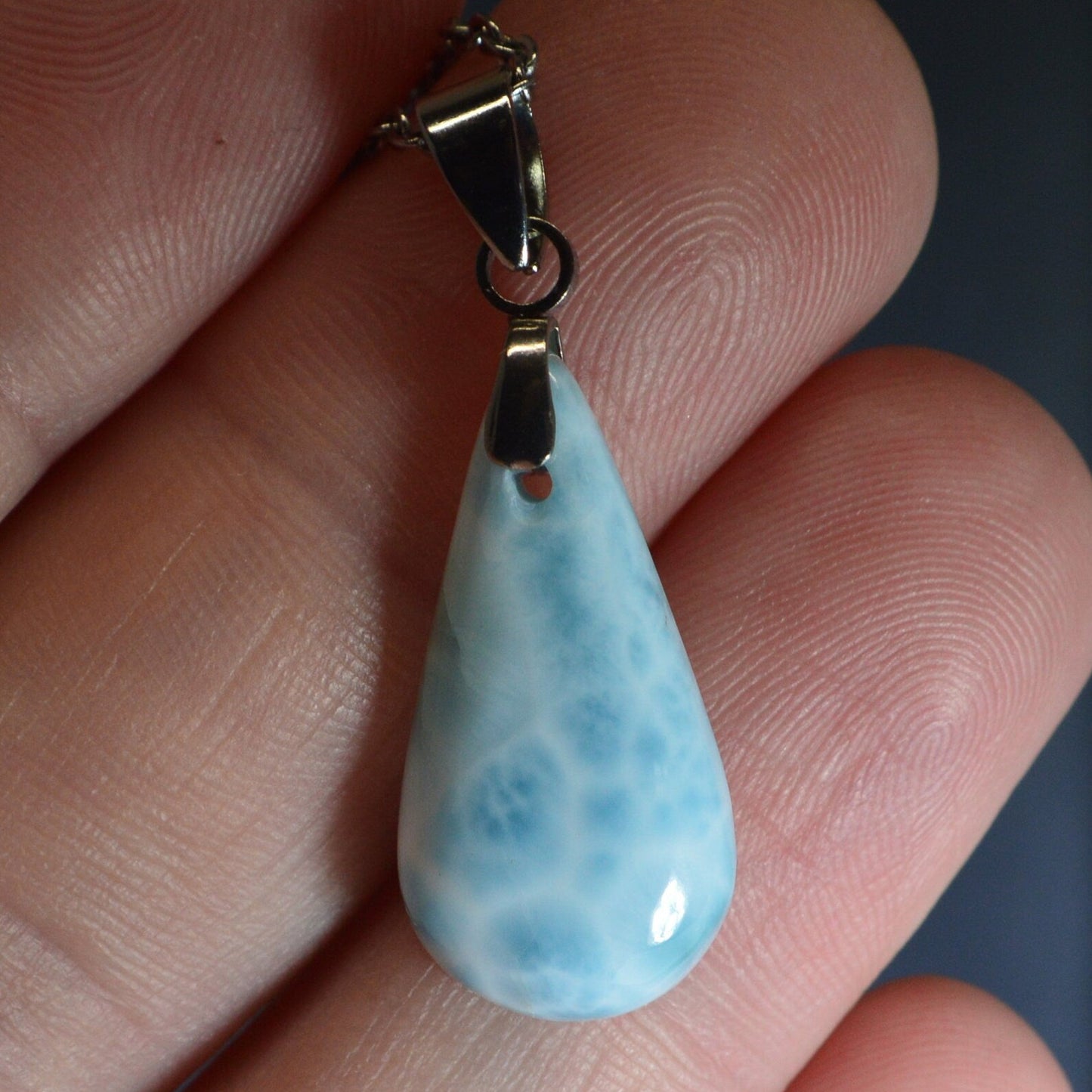 Larimar Necklace, Natural Larimar, Sky Blue Stone, Natural Blue Stone, Larimar Pendant, Larimar Jewelry, W/O