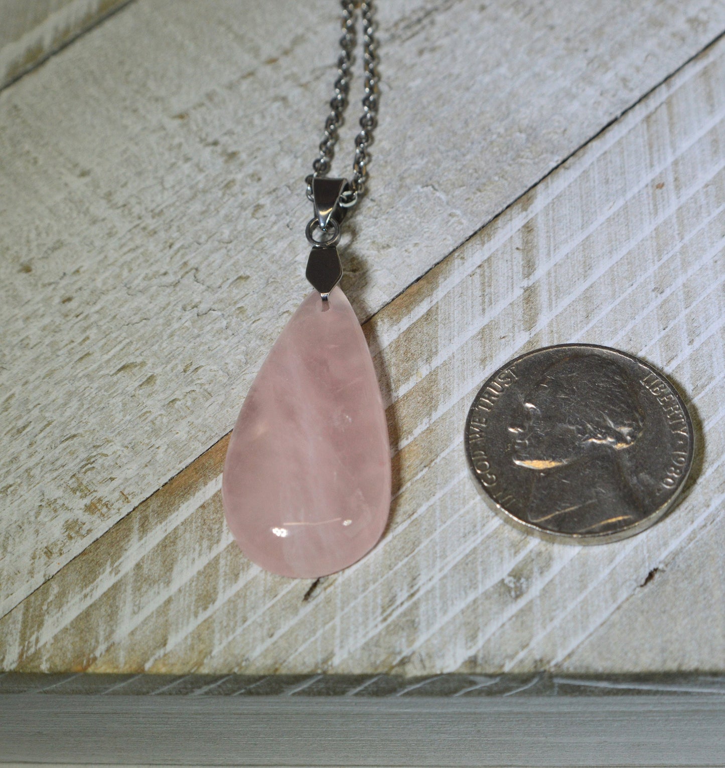 Rose Quartz Necklace, Natural Pink Quartz, Love Stone, Natural Quartz, W/O W/16