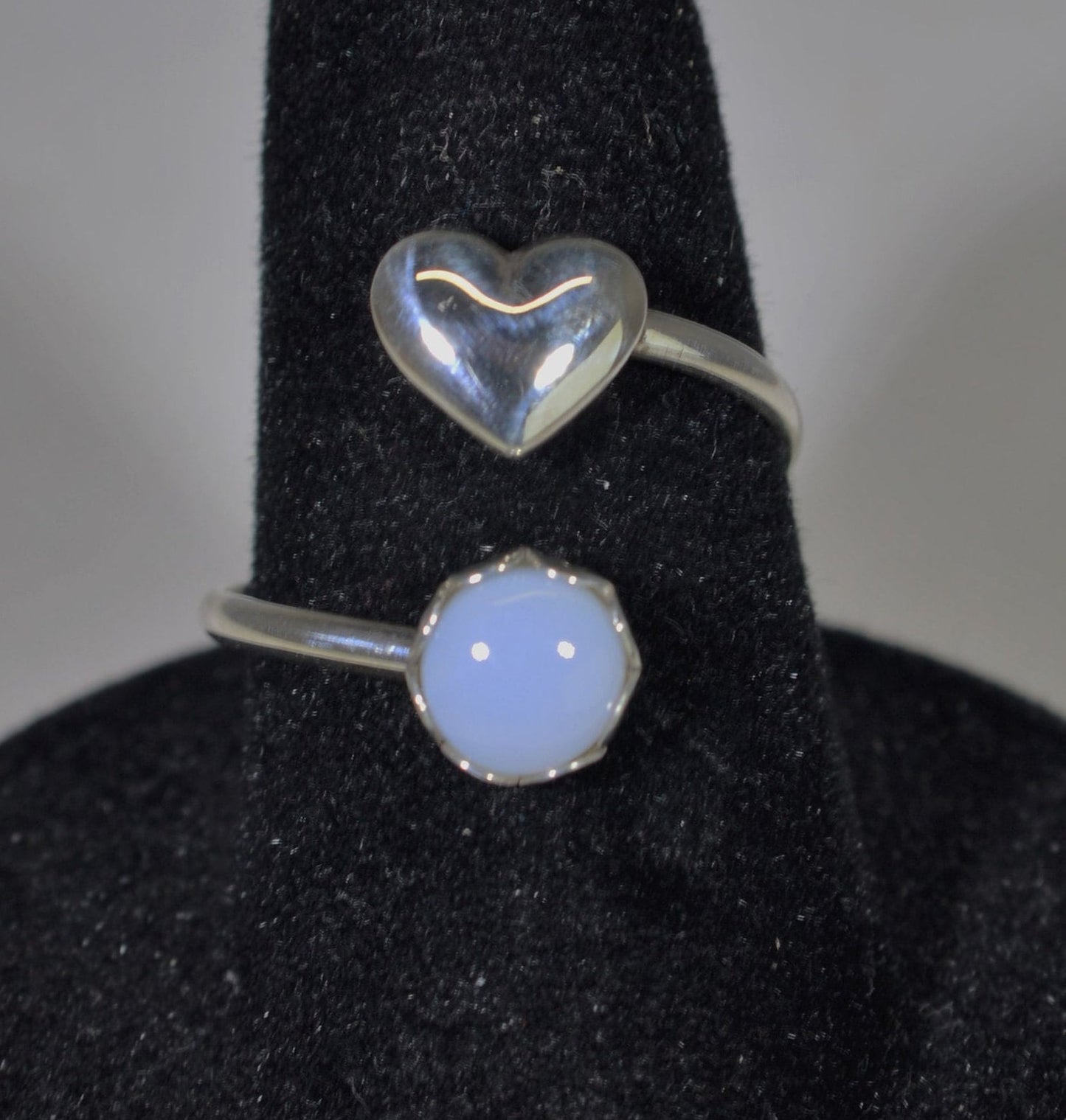 Natural Idaho Blue Opal Silver Adjustable Ring an Opal Heart Ring Gift for Her