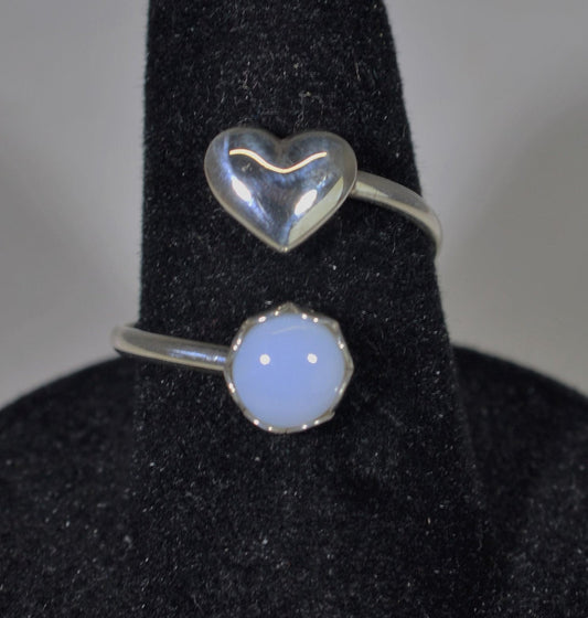 Natural Idaho Blue Opal Silver Adjustable Ring an Opal Heart Ring Gift for Her