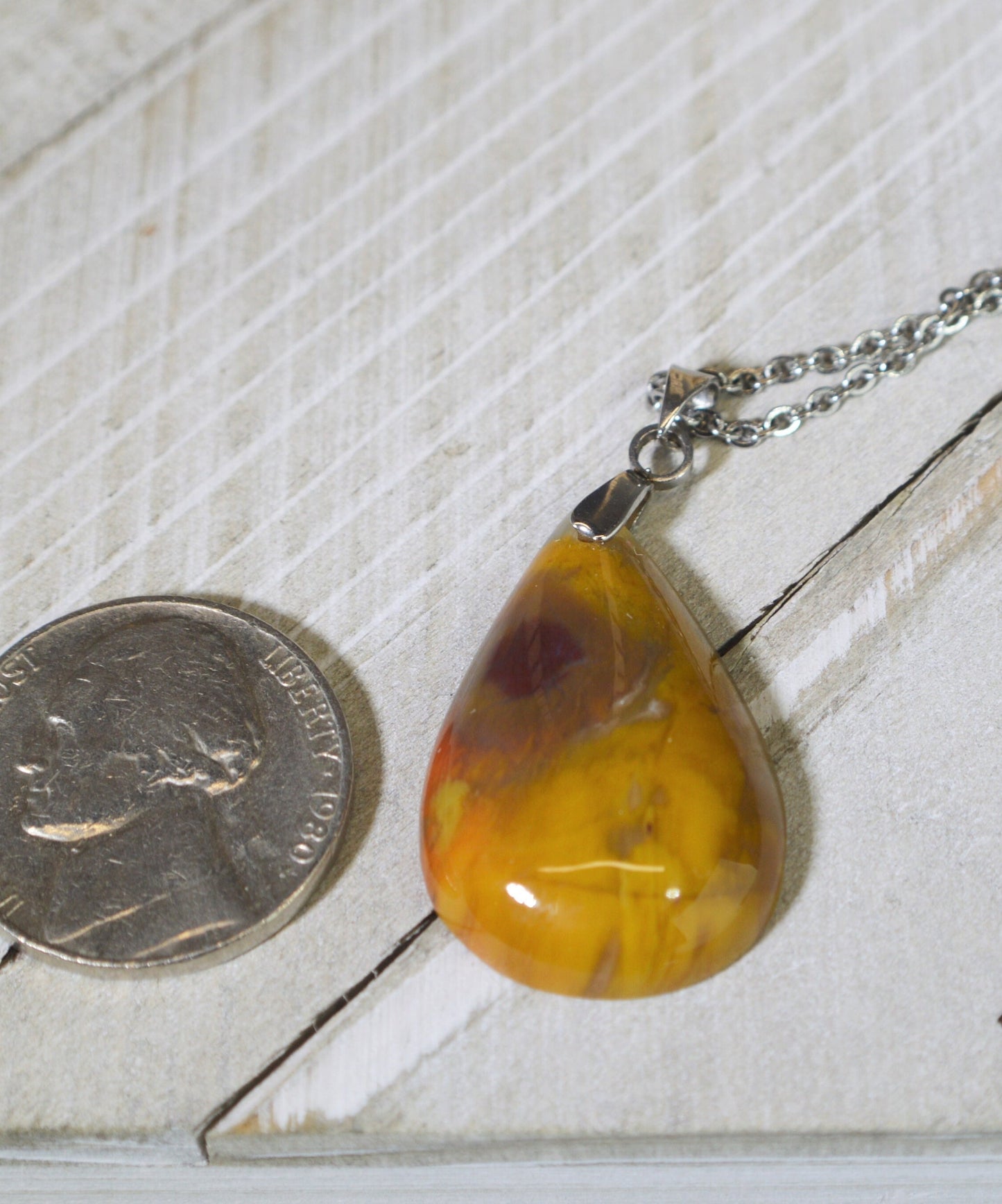 Arizona Rainbow Petrified Wood Necklace, Petrified Wood, Natural Stone, USA Handmade, Yellow Stone Necklace, Yellow Crystal, Natural Crystal, W/O