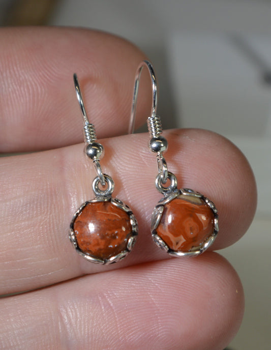 Teepee Canyon Agate Earring, Agate Earring, Solid Silver, Orange Agate, Agate Jewelry, Agate Earrings, Dangle Earring, Tiny Earring